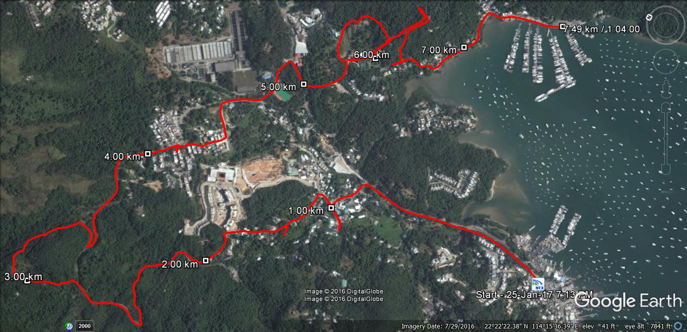 Pak Sha Wan to RHKYC 170125 7.49km 64mins