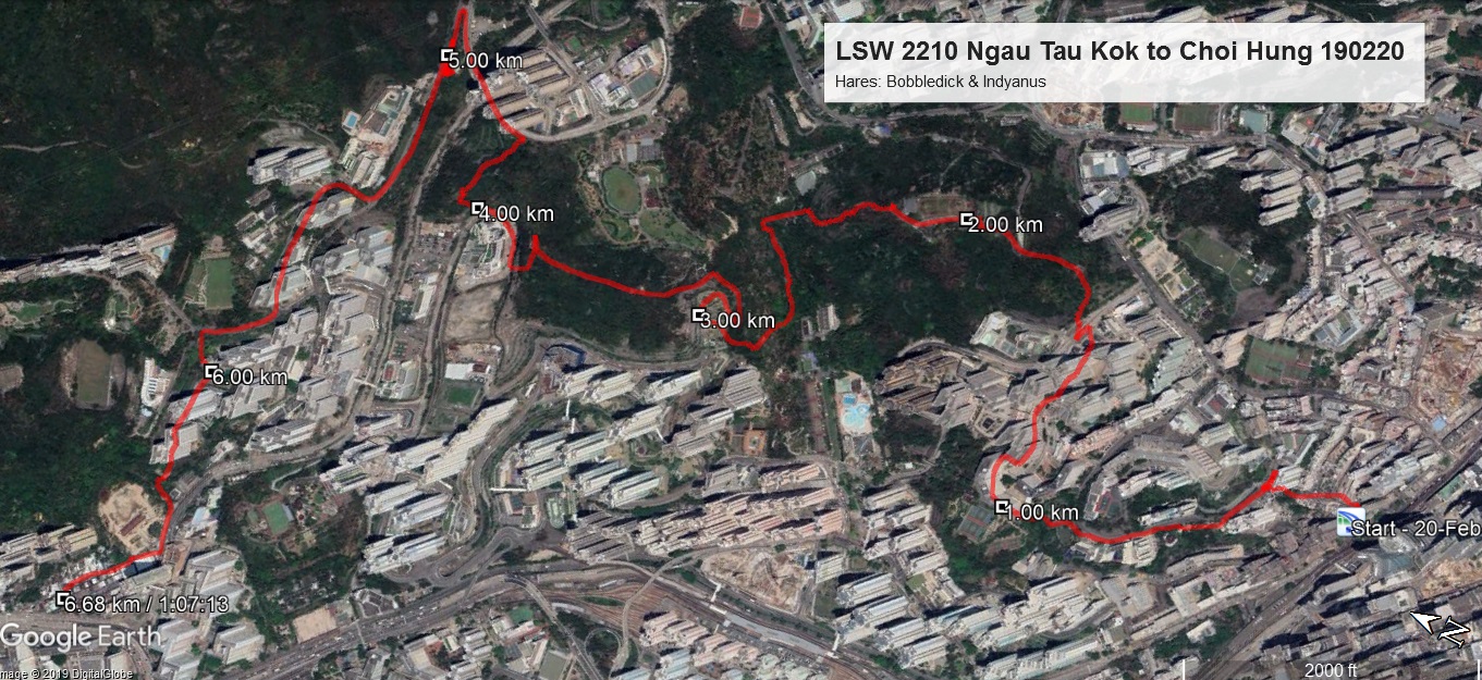 Ngau Tau Kok to Choi Hung 190220 6.68km 67mins