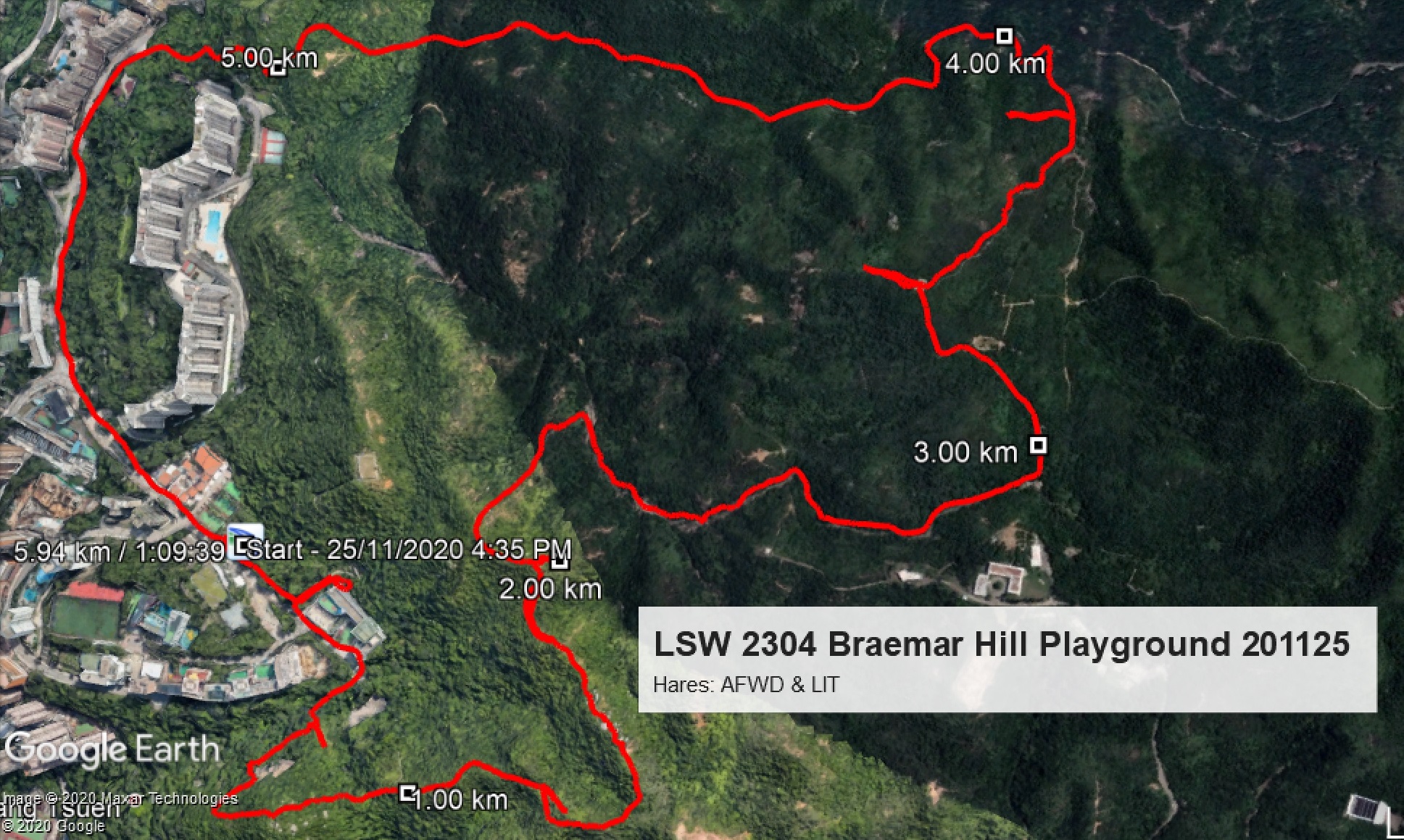 Braemar Hill Playground 201125 5.94km 69mins