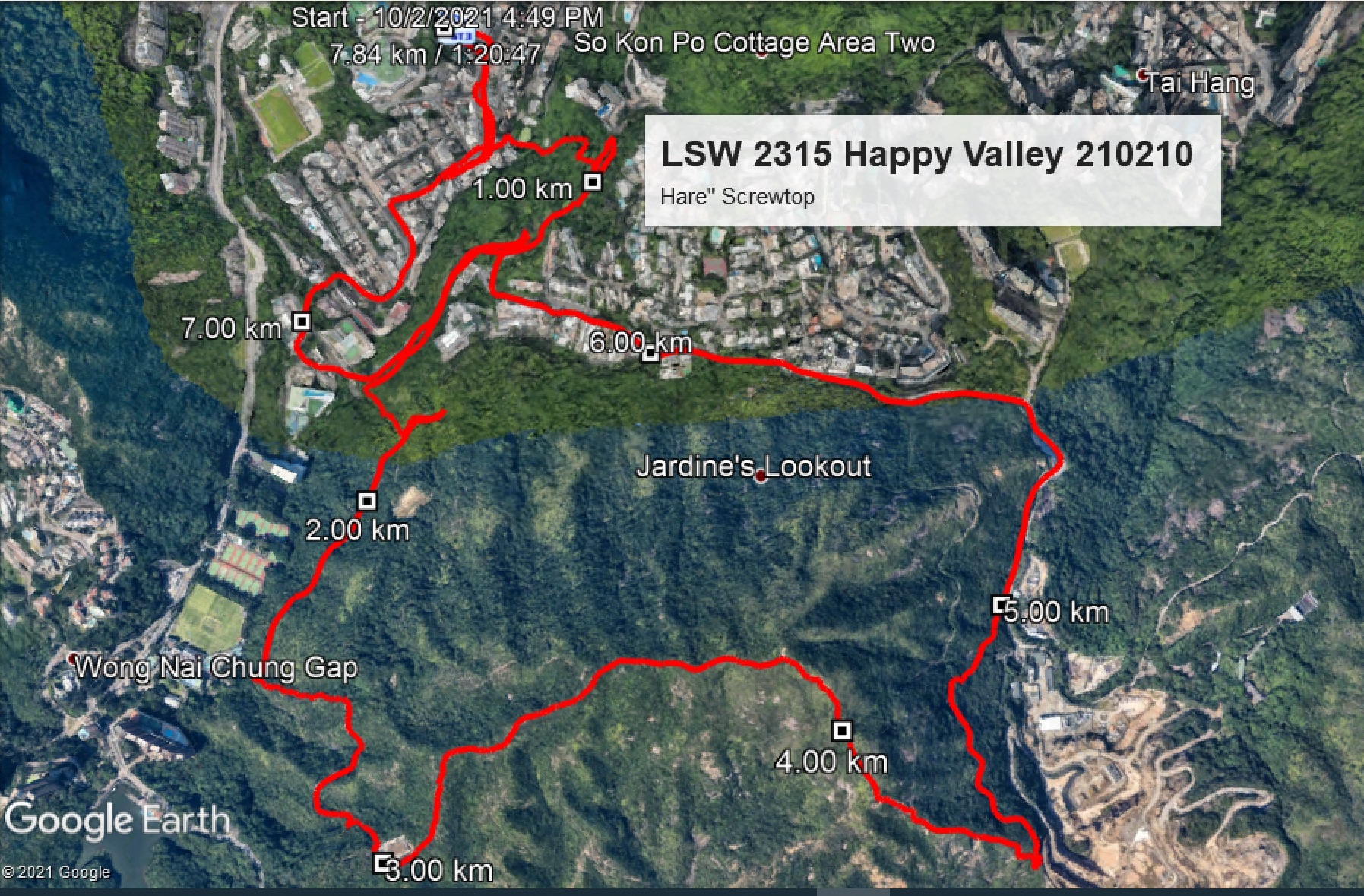 Happy Valley 210210 7.84km 80mins