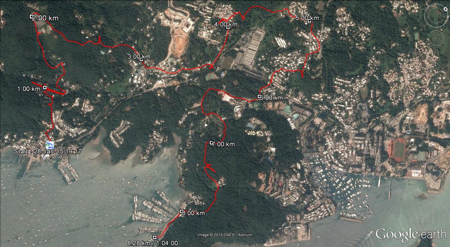 Pak Sha Wan to RHKYC 150128 8.28km 64mins