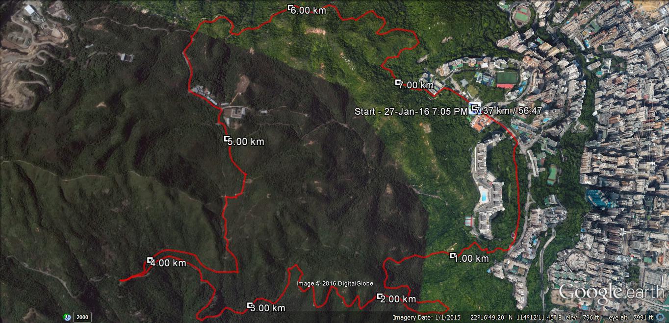 Braemar Hill 160127 7.37km 56mins