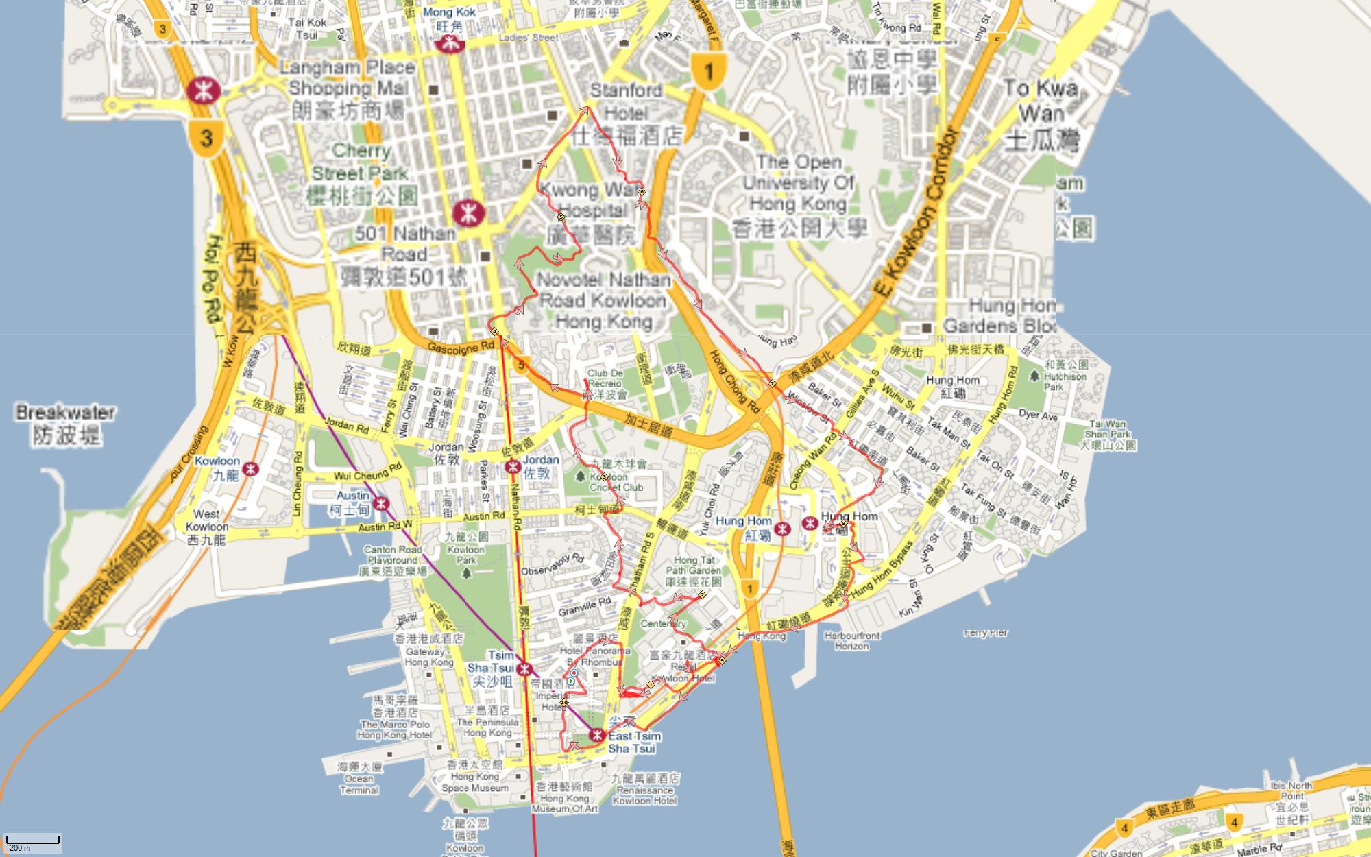 Tsim Sha Tsui 170111 10.21km 68mins