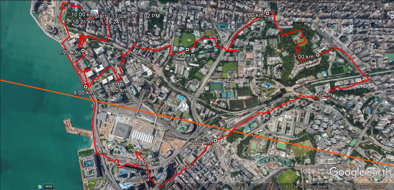  Tsim Sha Tsui 170111 10.21km 68mins