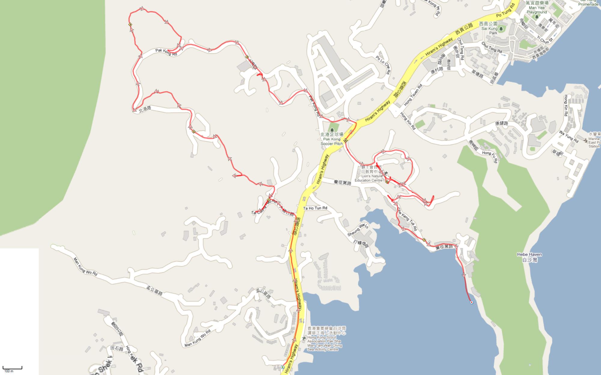 Pak Sha Wan to RHKYC 170125 7.49km 64mins