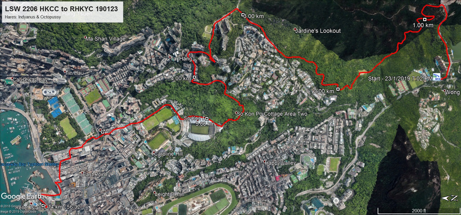 HKCC to RHKYC 190123 7.16km 54mins