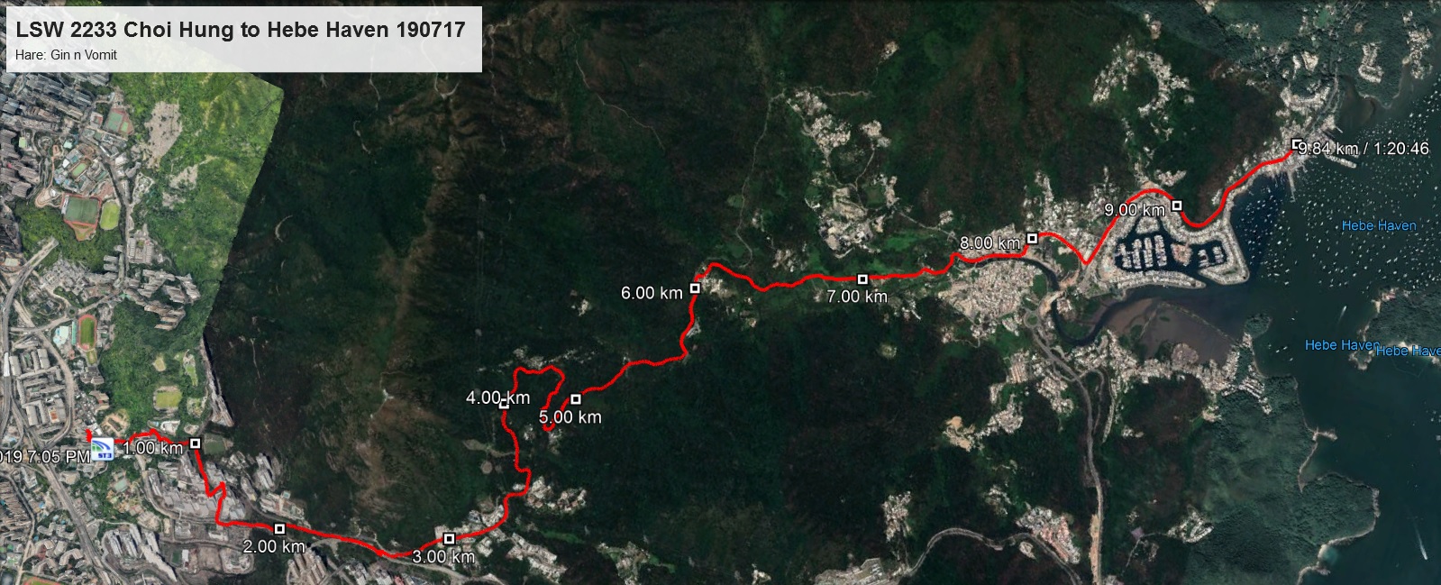 Choi Hung to Hebe Haven 190717 9.84km 70mins