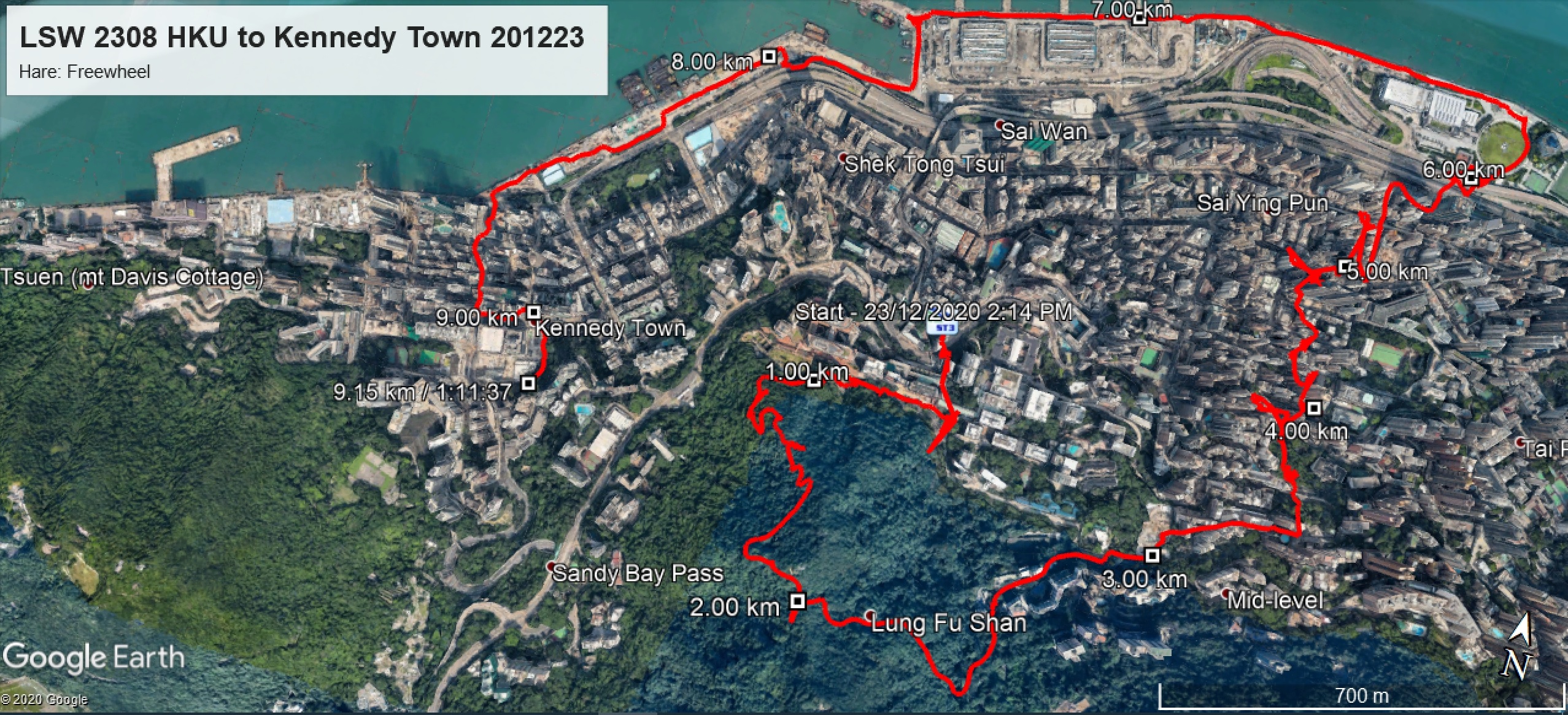 HKU to Kennedy Town 201223 9.15km 71mins