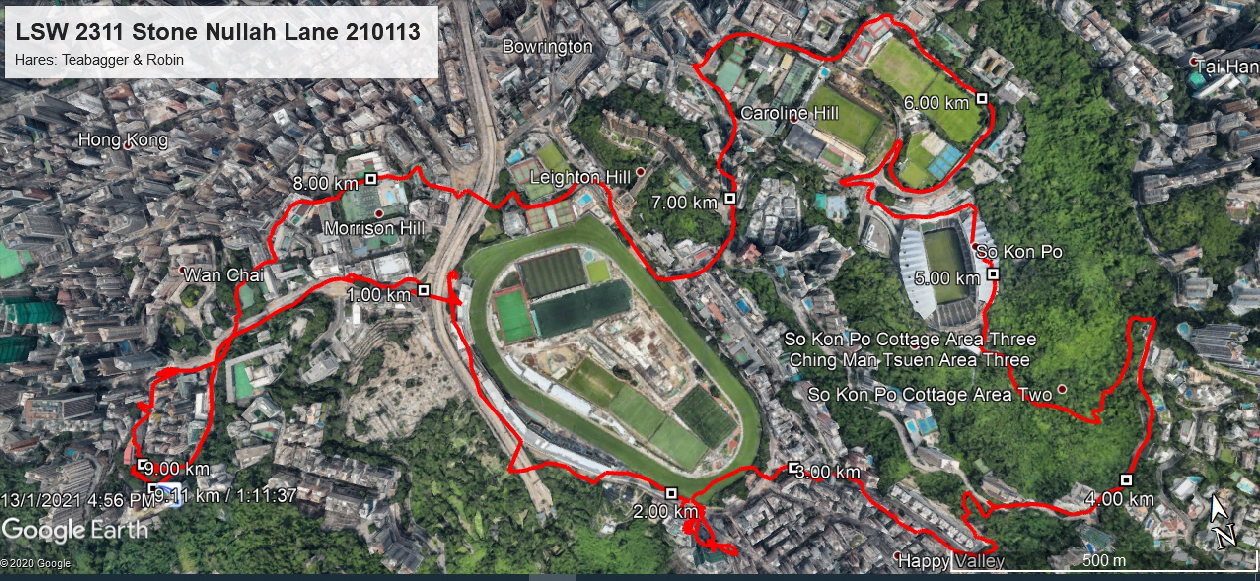 Stone Nullah Lane 210113 9.11km 71mins