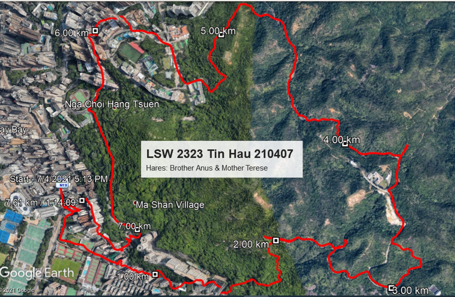 Tin Hau 210407 7.61km 74mins