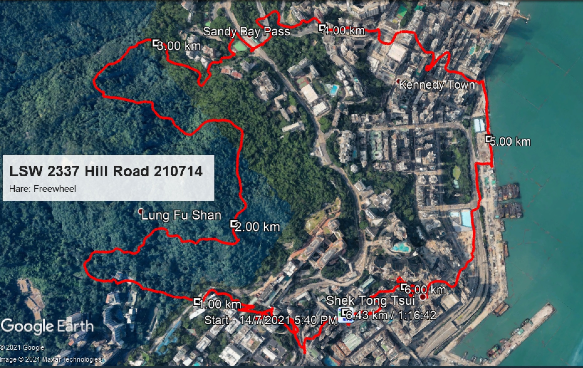 LSW 2337 Hill Road, HKU 6.43km 76mins