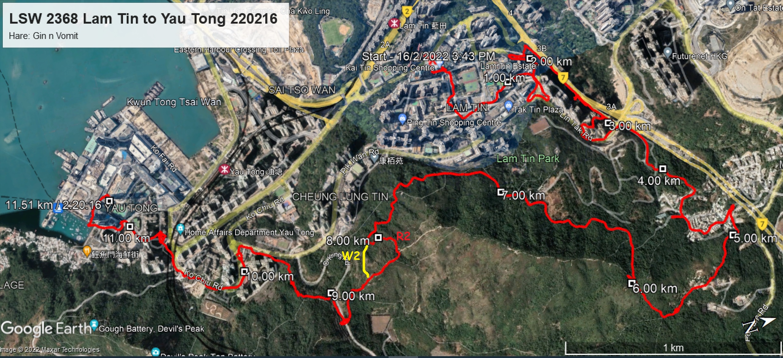 Lam Tin to Yau Tong 220216 11.51km