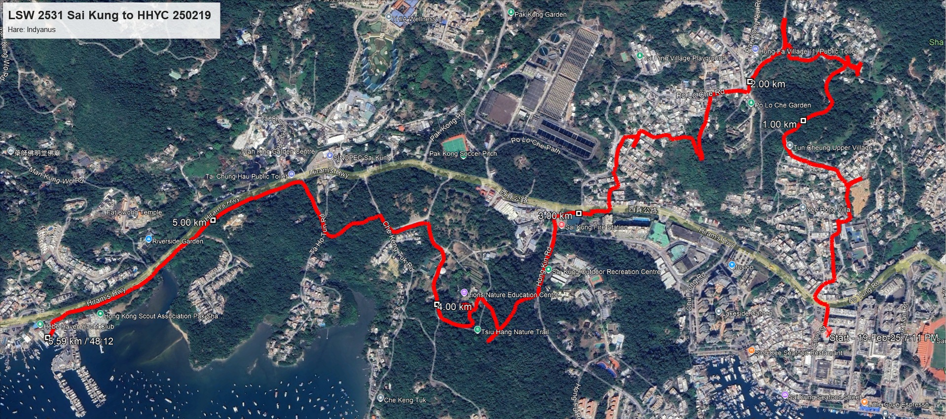 LSW 2531 Sai Kung to HHYC 250219 5.59km