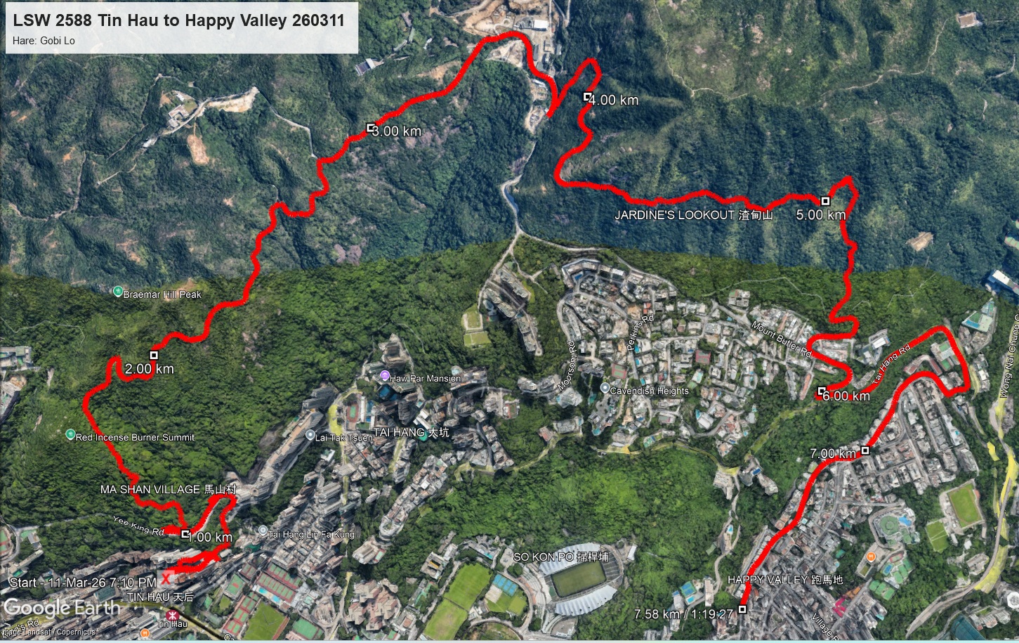 Tin Hau to Happy Valley 260311 7.58km